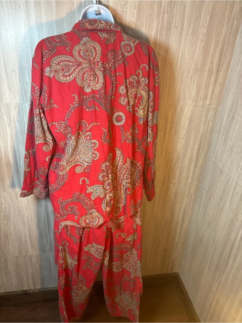 Lauren Ralph Lauren Red Paisley Cotton Modal Pajama Set Size L